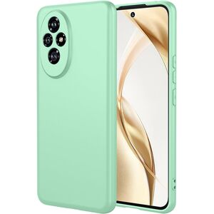 Husa pentru  Honor 200 Pro Liquid Silicone, subțire, captusita cu microfibra, anti amprentă, protectie cameră foto, verde deschis