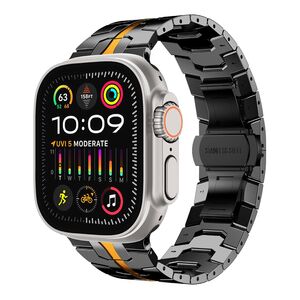 Curea pentru Apple Watch 4, 5, 6, 7, 8, 9, SE, SE2, Ultra, Ultra 2 (42/44/45/49mm) - negru portocaliu