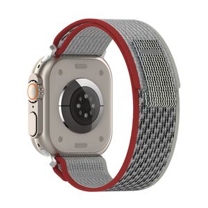 Curea pentru Apple Watch 4, 5, 6, 7, 8, 9, SE, SE2, Ultra, Ultra 2 (42/44/45/49mm) - gri rosu