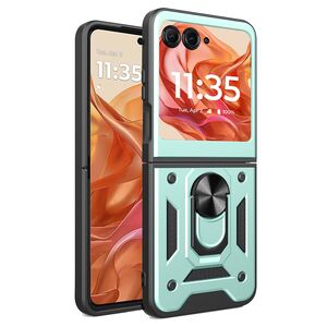 Husa pentru  Motorola Razr 50 Ring Armor Kickstand Tough Rugged Cover cu protectie camera, verde