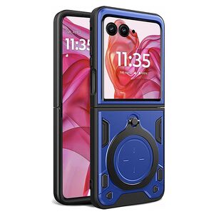 Husa pentru  Motorola Razr 50 Ultra cu protecție pentru cameră și suport magnetic integrat Ring Shockproof, albastru