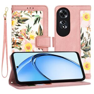 Husa tip carte pentru  Oppo A60, functie stand si port carduri, alb