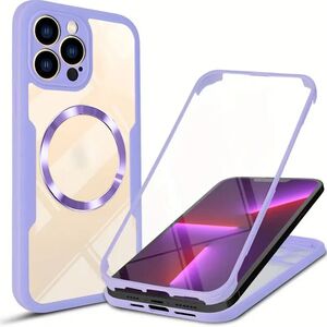 Pachet 360: Husa cu folie integrata pentru  iPhone 13 Pro Max cu MagSafe Cover360 fata / spate - mov