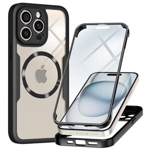 Pachet 360: Husa cu folie integrata pentru  iPhone 14 Pro Max cu MagSafe Cover360 fata / spate - negru