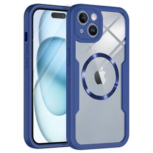 Pachet 360: Husa cu folie integrata pentru  iPhone 15 Plus cu MagSafe Cover360 fata / spate - albastru