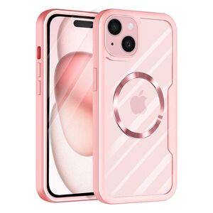 Pachet 360: Husa cu folie integrata pentru  iPhone 15 Plus cu MagSafe Cover360 fata / spate - roz