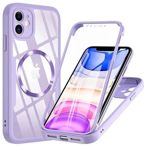 Pachet 360: Husa cu folie integrata pentru iPhone 12 cu MagSafe Cover360 fata / spate - mov