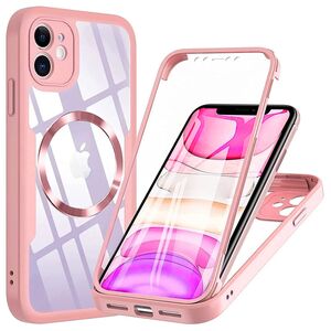 Pachet 360: Husa cu folie integrata pentru iPhone 12 cu MagSafe Cover360 fata / spate - roz