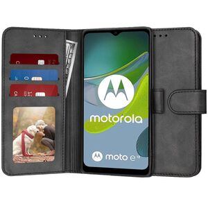 Husa pentru Motorola Moto E13 tip carte 360 Kickstand cu sloturi pentru card, negru