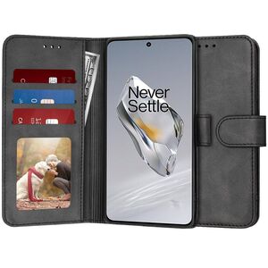 Husa pentru Oneplus 12 tip carte 360 Kickstand cu sloturi pentru card, negru