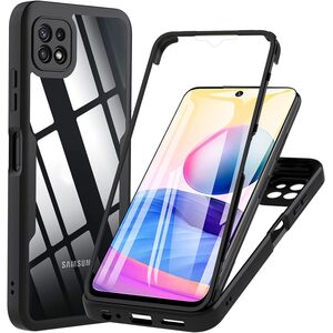 Pachet 360: Husa cu folie integrata pentru  Samsung Galaxy A22 5G Cover360 fata / spate - negru