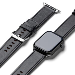 Curea pentru Apple Watch 4, 5, 6, 7, 8, 9, SE, SE2, Ultra, Ultra 2 (42/44/45/49mm) Leather - negru