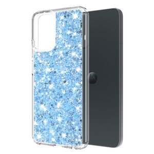 Husa pentru  Motorola Moto G34 cu sclipici Liquid Crystal Glitter, albastru