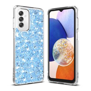 Husa pentru  Samsung Galaxy A14 4G, 5G cu sclipici Liquid Crystal Glitter, albastru