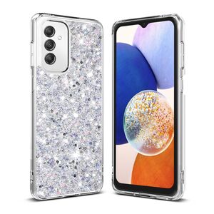 Husa pentru  Samsung Galaxy A14 4G, 5G cu sclipici Liquid Crystal Glitter, argintiu