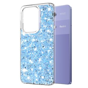 Husa pentru  Xiaomi Redmi Note 13 Pro 4G cu sclipici Liquid Crystal Glitter, albastru