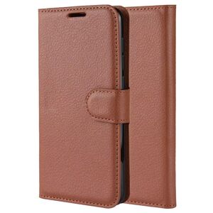 Husa pentru  iPhone 15 Plus tip carte cu inchidere magnetica, compartimente pentru carduri si functie stand, maro