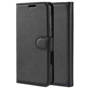 Husa pentru  iPhone 15 tip carte cu inchidere magnetica, compartimente pentru carduri si functie stand, negru