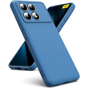 Husa pentru  Poco F6 Pro Liquid Silicone, subțire, captusita cu microfibra, anti amprentă, protectie cameră foto, albastru