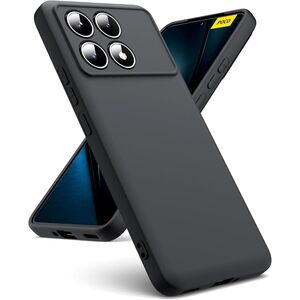 Husa pentru  Poco F6 Pro Liquid Silicone, subțire, captusita cu microfibra, anti amprentă, protectie cameră foto, negru