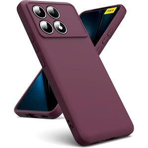 Husa pentru  Poco F6 Pro Liquid Silicone, subțire, captusita cu microfibra, anti amprentă, protectie cameră foto, bordeaux