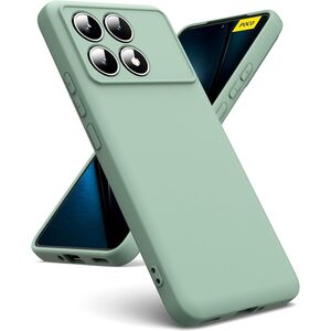 Husa pentru  Poco F6 Pro Liquid Silicone, subțire, captusita cu microfibra, anti amprentă, protectie cameră foto, verde