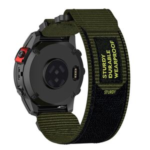 Curea pentru Garmin Fenix 5/5 Plus 6/6 Pro/7/Forerunner 935/945/955/Approach S60/S62 22 mm Quickfit din material textil - verde inchis