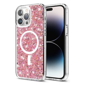 Husa pentru  iPhone 14 Pro Max MagSafe cu sclipici Liquid Crystal Glitter, roz