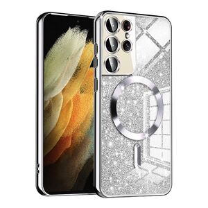 Husa pentru Samsung Galaxy S21 Ultra cu MagSafe Sparkle Glare Detachable Layer, cu protectie lentile - argintiu