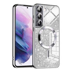 Husa pentru Samsung Galaxy S21 cu MagSafe Sparkle Glare Detachable Layer, cu protectie lentile - argintiu
