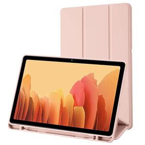 Husa pentru Samsung Galaxy Tab A7 10.4 inch Soft Shell cu functie wake-up/sleep si compartiment pentru stylus, tip stand - roz