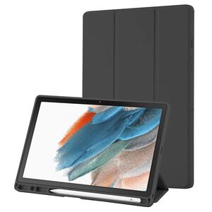 Husa pentru Samsung Galaxy Tab A8 10.5 inch Soft Shell cu functie wake-up/sleep si compartiment pentru stylus, tip stand - negru