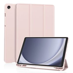 Husa pentru Samsung Galaxy Tab A9 8.7 inch Soft Shell cu functie wake-up/sleep si compartiment pentru stylus, tip stand - roz