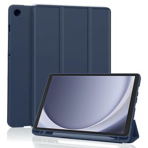 Husa pentru Samsung Galaxy Tab A9 8.7 inch Soft Shell cu functie wake-up/sleep si compartiment pentru stylus, tip stand - albastru