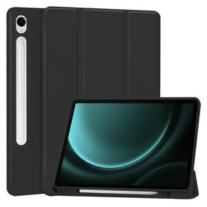 Husa pentru Samsung Galaxy Tab S9 / S9 FE / S10 FE usoara si subtire cu functie wake-up/sleep si compartiment pentru stylus, tip stand - negru