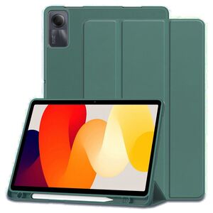 Husa pentru Xiaomi Redmi Pad SE 11 inch Soft Shell cu functie wake-up/sleep si compartiment pentru stylus, tip stand - verde