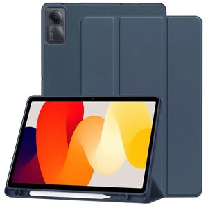 Husa pentru Xiaomi Redmi Pad SE 11 inch Soft Shell cu functie wake-up/sleep si compartiment pentru stylus, tip stand - albastru