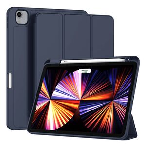 Husa pentru iPad Pro 11 inch 2022, 2021 Soft Shell cu functie wake-up/sleep si compartiment pentru stylus, tip stand - albastru