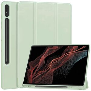 Husa pentru iSamsung Galaxy Tab S8 Ultra usoara si subtire cu functie wake-up/sleep si compartiment pentru stylus, tip stand - verde deschis