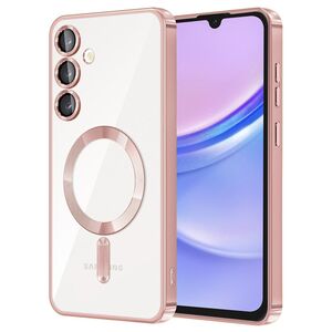Husa pentru  Samsung Galaxy A15 cu MagSafe si protectie pentru lentile anti-shock 1.5 mm - roz