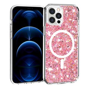 Husa pentru  iPhone 12 Pro Max MagSafe cu sclipici Liquid Crystal Glitter, roz