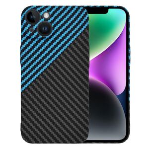 Husa pentru  iPhone 14 CarbonFiber UltraSlim, Lightweight, albastru / negru