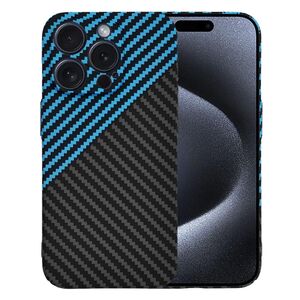 Husa pentru  iPhone 15 Pro CarbonFiber UltraSlim, Lightweight, albastru / negru