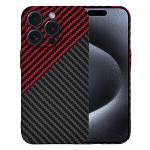 Husa pentru  iPhone 15 Pro CarbonFiber UltraSlim, Lightweight, rosu / negru