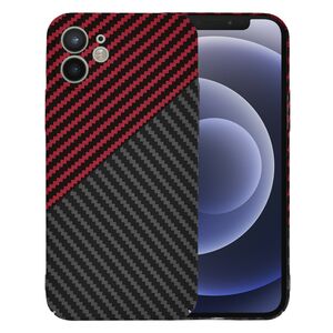 Husa pentru iPhone 12 CarbonFiber UltraSlim, Lightweight, rosu / negru