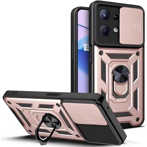 Husa pentru  Motorola Edge 50 Ring Armor Kickstand Tough Rugged Cover cu protectie camera, roz