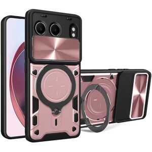 Husa pentru  OnePlus Nord 4 cu protecție pentru cameră și suport magnetic integrat Ring Shockproof, roz