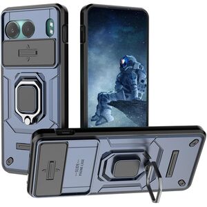 Husa pentru  OnePlus Nord 4 Ring Armor Kickstand Tough Rugged Cover cu protectie camera, albastru