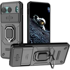 Husa pentru  OnePlus Nord 4 Ring Armor Kickstand Tough Rugged Cover cu protectie camera, negru