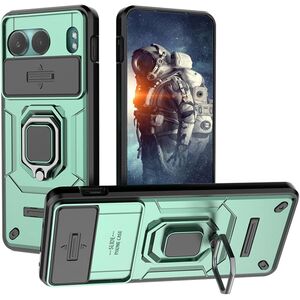 Husa pentru  OnePlus Nord 4 Ring Armor Kickstand Tough Rugged Cover cu protectie camera, verde